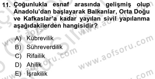 VIII-XIII. Yüzyıllar Türk Edebiyatı Dersi 2025 - 2026 Yılı (Final) Dönem Sonu Sınav Soruları 11. Soru