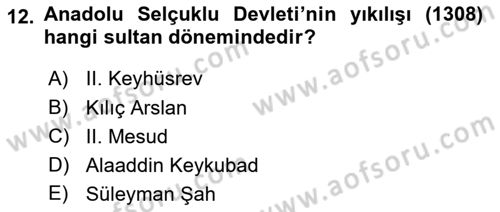 VIII-XIII. Yüzyıllar Türk Edebiyatı Dersi 2025 - 2026 Yılı (Final) Dönem Sonu Sınav Soruları 12. Soru