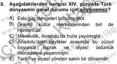 XIV-XV. Yüzyıllar Türk Edebiyatı Dersi 2012 - 2013 Yılı (Vize) Ara Sınavı 5. Soru