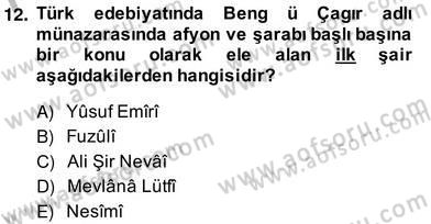 XIV-XV. Yüzyıllar Türk Edebiyatı Dersi 2013 - 2014 Yılı (Vize) Ara Sınavı 12. Soru