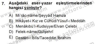 XIV-XV. Yüzyıllar Türk Edebiyatı Dersi 2014 - 2015 Yılı (Vize) Ara Sınavı 7. Soru