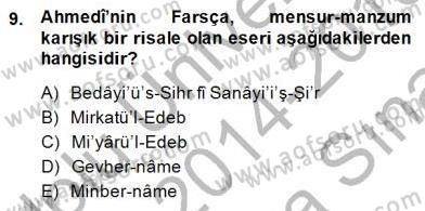 XIV-XV. Yüzyıllar Türk Edebiyatı Dersi 2014 - 2015 Yılı (Vize) Ara Sınavı 9. Soru