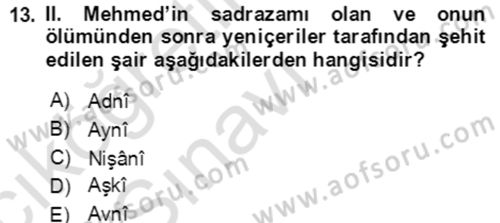 XIV-XV. Yüzyıllar Türk Edebiyatı Dersi 2018 - 2019 Yılı 3 Ders Sınav Soruları 13. Soru