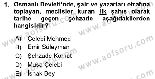 XIV-XV. Yüzyıllar Türk Edebiyatı Dersi 2024 - 2025 Yılı Yaz Okulu Sınav Soruları 1. Soru