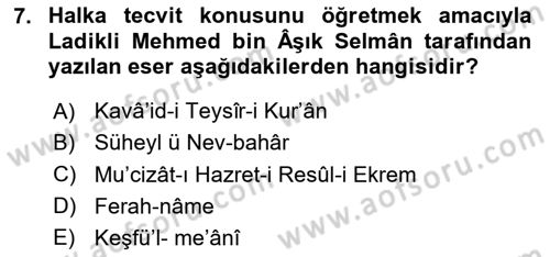 XIV-XV. Yüzyıllar Türk Edebiyatı Dersi 2024 - 2025 Yılı Yaz Okulu Sınav Soruları 7. Soru