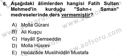 XIV-XV. Yüzyıllar Türk Edebiyatı Dersi 2025 - 2026 Yılı (Final) Dönem Sonu Sınav Soruları 6. Soru