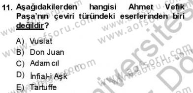 Tanzimat Dönemi Türk Edebiyatı 1 Dersi 2013 - 2014 Yılı (Vize) Ara Sınavı 11. Soru