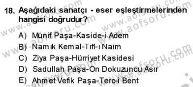 Tanzimat Dönemi Türk Edebiyatı 1 Dersi 2013 - 2014 Yılı (Vize) Ara Sınavı 18. Soru