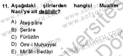 Tanzimat Dönemi Türk Edebiyatı 1 Dersi 2013 - 2014 Yılı (Final) Dönem Sonu Sınav Soruları 11. Soru
