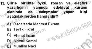 Tanzimat Dönemi Türk Edebiyatı 1 Dersi 2013 - 2014 Yılı (Final) Dönem Sonu Sınav Soruları 13. Soru