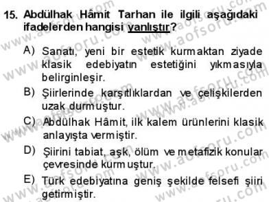 Tanzimat Dönemi Türk Edebiyatı 1 Dersi 2013 - 2014 Yılı (Final) Dönem Sonu Sınav Soruları 15. Soru