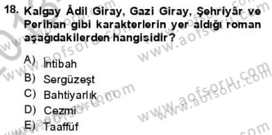 Tanzimat Dönemi Türk Edebiyatı 1 Dersi 2013 - 2014 Yılı (Final) Dönem Sonu Sınav Soruları 18. Soru