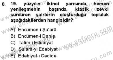 Tanzimat Dönemi Türk Edebiyatı 1 Dersi 2013 - 2014 Yılı (Final) Dönem Sonu Sınav Soruları 8. Soru
