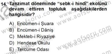 Tanzimat Dönemi Türk Edebiyatı 1 Dersi Ara Sınavı Deneme Sınav Soruları 14. Soru