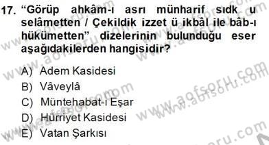 Tanzimat Dönemi Türk Edebiyatı 1 Dersi 2014 - 2015 Yılı (Vize) Ara Sınav Soruları 17. Soru