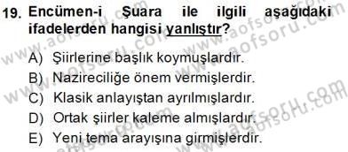 Tanzimat Dönemi Türk Edebiyatı 1 Dersi Ara Sınavı Deneme Sınav Soruları 19. Soru