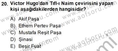 Tanzimat Dönemi Türk Edebiyatı 1 Dersi Ara Sınavı Deneme Sınav Soruları 20. Soru
