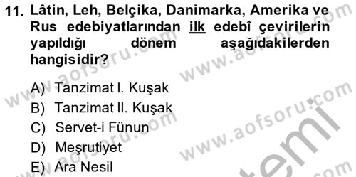 Tanzimat Dönemi Türk Edebiyatı 1 Dersi 2014 - 2015 Yılı (Final) Dönem Sonu Sınav Soruları 11. Soru