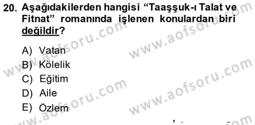 Tanzimat Dönemi Türk Edebiyatı 1 Dersi 2014 - 2015 Yılı (Final) Dönem Sonu Sınav Soruları 20. Soru