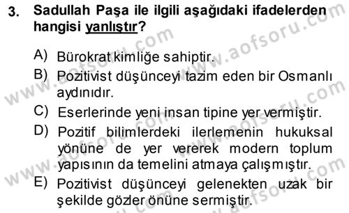 Tanzimat Dönemi Türk Edebiyatı 1 Dersi 2014 - 2015 Yılı (Final) Dönem Sonu Sınav Soruları 3. Soru