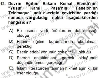Tanzimat Dönemi Türk Edebiyatı 1 Dersi Ara Sınavı Deneme Sınav Soruları 12. Soru