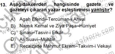 Tanzimat Dönemi Türk Edebiyatı 1 Dersi 2015 - 2016 Yılı (Vize) Ara Sınav Soruları 13. Soru