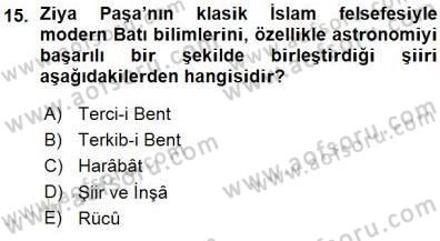 Tanzimat Dönemi Türk Edebiyatı 1 Dersi Ara Sınavı Deneme Sınav Soruları 15. Soru