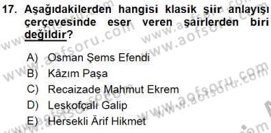 Tanzimat Dönemi Türk Edebiyatı 1 Dersi Ara Sınavı Deneme Sınav Soruları 17. Soru