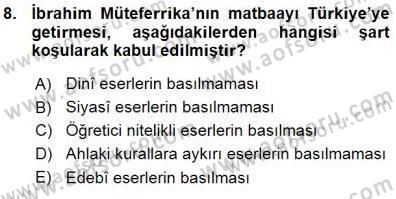 Tanzimat Dönemi Türk Edebiyatı 1 Dersi Ara Sınavı Deneme Sınav Soruları 8. Soru
