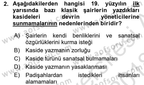 Tanzimat Dönemi Türk Edebiyatı 1 Dersi 2017 - 2018 Yılı (Vize) Ara Sınavı 2. Soru