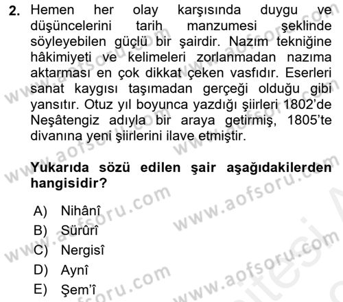 Tanzimat Dönemi Türk Edebiyatı 1 Dersi 2018 - 2019 Yılı (Vize) Ara Sınav Soruları 2. Soru