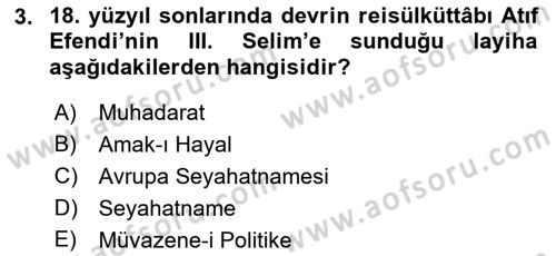 Tanzimat Dönemi Türk Edebiyatı 1 Dersi 2018 - 2019 Yılı (Final) Dönem Sonu Sınavı 3. Soru