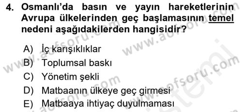 Tanzimat Dönemi Türk Edebiyatı 1 Dersi 2018 - 2019 Yılı (Final) Dönem Sonu Sınavı 4. Soru