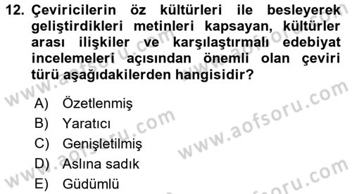 Tanzimat Dönemi Türk Edebiyatı 1 Dersi 2019 - 2020 Yılı (Vize) Ara Sınavı 12. Soru