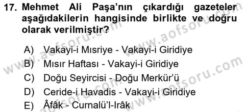Tanzimat Dönemi Türk Edebiyatı 1 Dersi 2021 - 2022 Yılı (Vize) Ara Sınavı 17. Soru