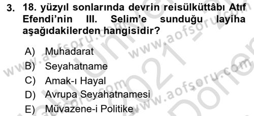 Tanzimat Dönemi Türk Edebiyatı 1 Dersi 2021 - 2022 Yılı (Final) Dönem Sonu Sınavı 3. Soru