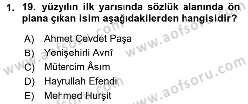 Tanzimat Dönemi Türk Edebiyatı 1 Dersi 2022 - 2023 Yılı (Vize) Ara Sınavı 1. Soru