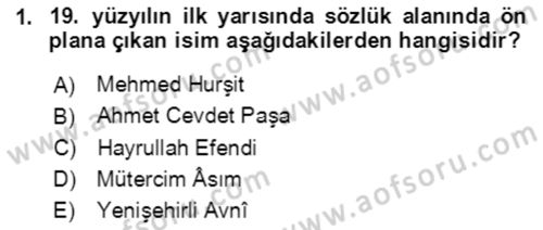 Tanzimat Dönemi Türk Edebiyatı 1 Dersi 2022 - 2023 Yılı (Final) Dönem Sonu Sınav Soruları 1. Soru
