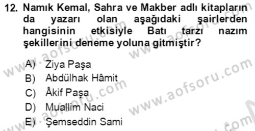 Tanzimat Dönemi Türk Edebiyatı 1 Dersi 2022 - 2023 Yılı (Final) Dönem Sonu Sınav Soruları 12. Soru