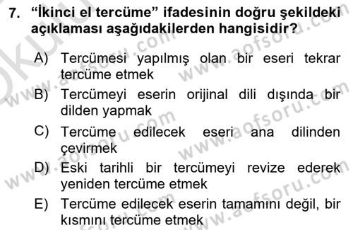 Tanzimat Dönemi Türk Edebiyatı 1 Dersi 2023 - 2024 Yılı Yaz Okulu Sınav Soruları 7. Soru