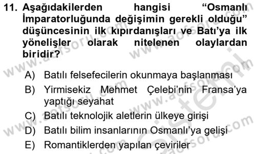Tanzimat Dönemi Türk Edebiyatı 1 Dersi 2024 - 2025 Yılı (Vize) Ara Sınav Soruları 11. Soru