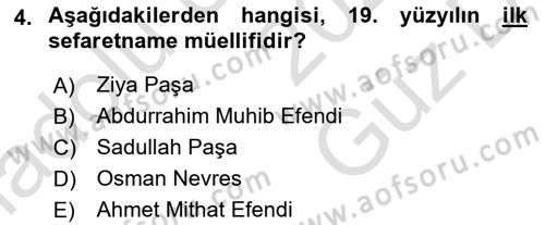 Tanzimat Dönemi Türk Edebiyatı 1 Dersi 2025 - 2026 Yılı (Vize) Ara Sınav Soruları 4. Soru