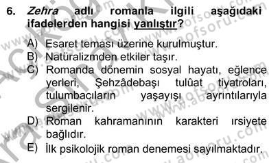 Tanzimat Dönemi Türk Edebiyatı 2 Dersi 2012 - 2013 Yılı (Vize) Ara Sınav Soruları 6. Soru