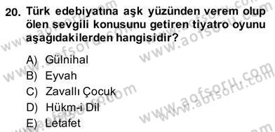 Tanzimat Dönemi Türk Edebiyatı 2 Dersi 2013 - 2014 Yılı (Vize) Ara Sınav Soruları 20. Soru