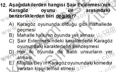 Tanzimat Dönemi Türk Edebiyatı 2 Dersi 2013 - 2014 Yılı (Final) Dönem Sonu Sınav Soruları 12. Soru