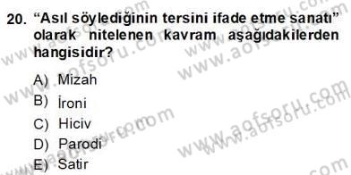 Tanzimat Dönemi Türk Edebiyatı 2 Dersi 2013 - 2014 Yılı (Final) Dönem Sonu Sınav Soruları 20. Soru
