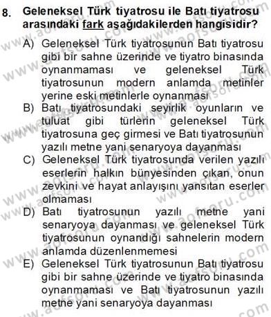 Tanzimat Dönemi Türk Edebiyatı 2 Dersi 2013 - 2014 Yılı (Final) Dönem Sonu Sınav Soruları 8. Soru