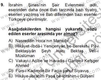 Tanzimat Dönemi Türk Edebiyatı 2 Dersi 2013 - 2014 Yılı (Final) Dönem Sonu Sınav Soruları 9. Soru