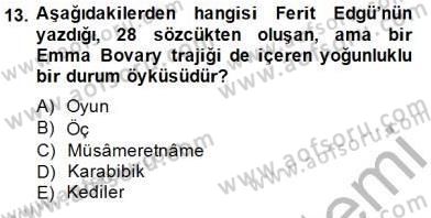 Tanzimat Dönemi Türk Edebiyatı 2 Dersi 2014 - 2015 Yılı (Vize) Ara Sınav Soruları 13. Soru