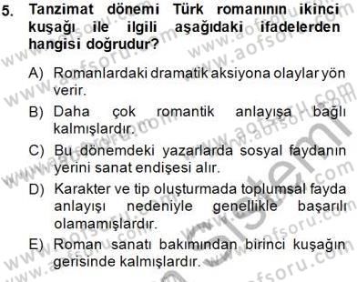 Tanzimat Dönemi Türk Edebiyatı 2 Dersi 2014 - 2015 Yılı (Vize) Ara Sınav Soruları 5. Soru
